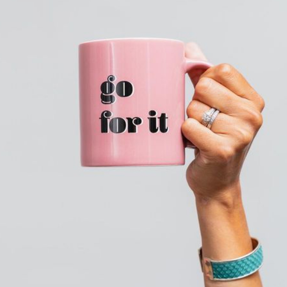 🆕"go for it" Pink Spellout Mug Coffee Mug Tea Mug Drinking Mug